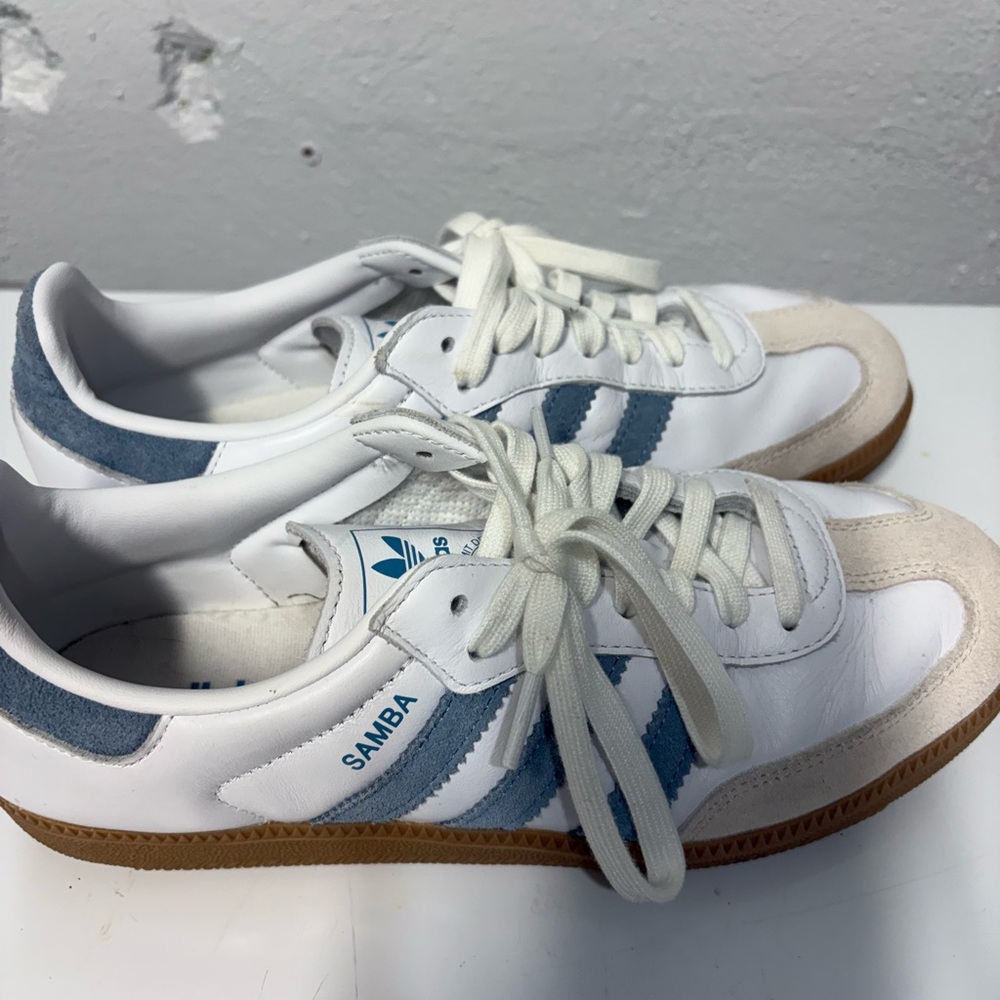 Adidas Samba White and Blue Trainers